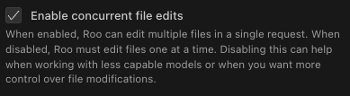Enable multi-file edits toggle in experimental settings